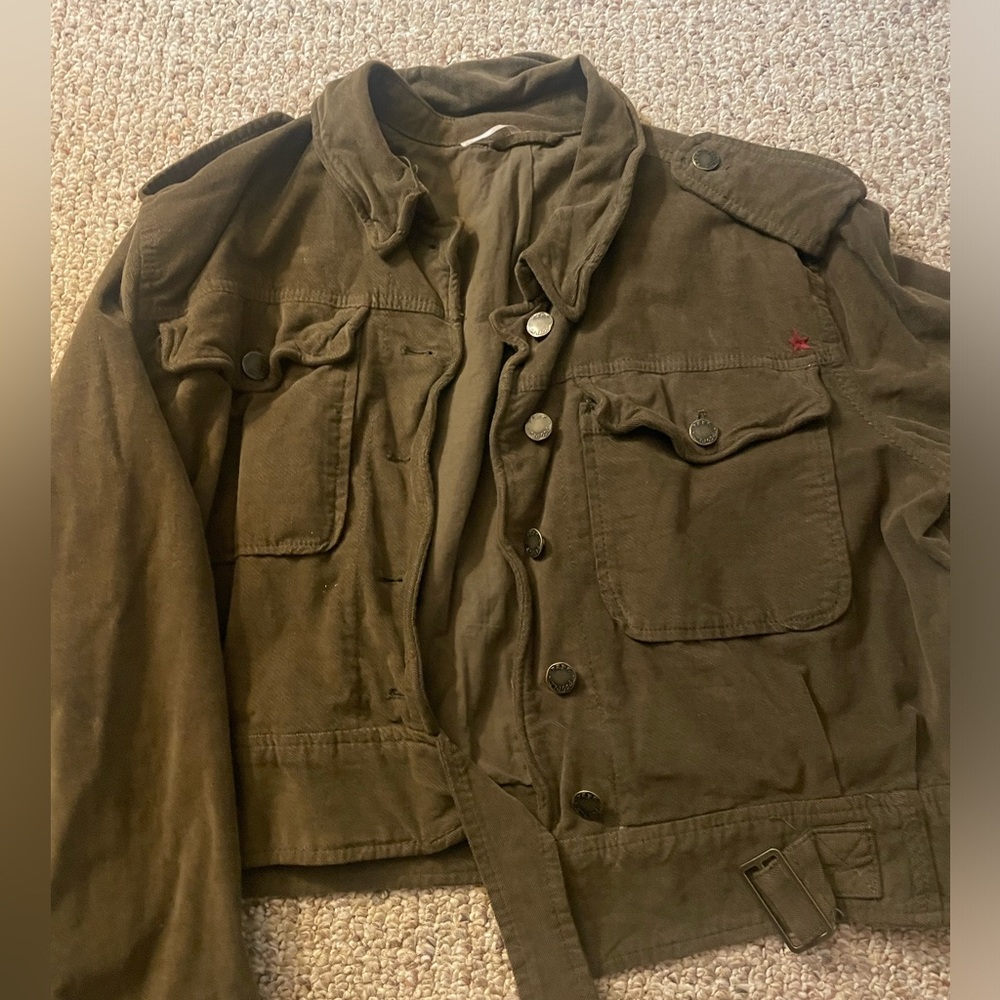 Free People Evelyn Velvet Corduroy Cropped Military